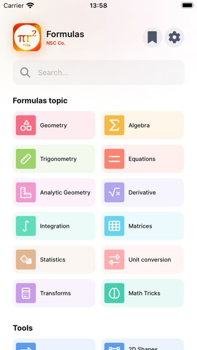 Maths Formulas Screenshot