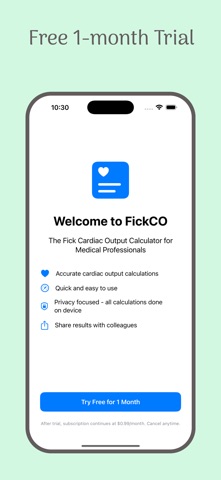 Fick Cardiac Output Calculator screenshot