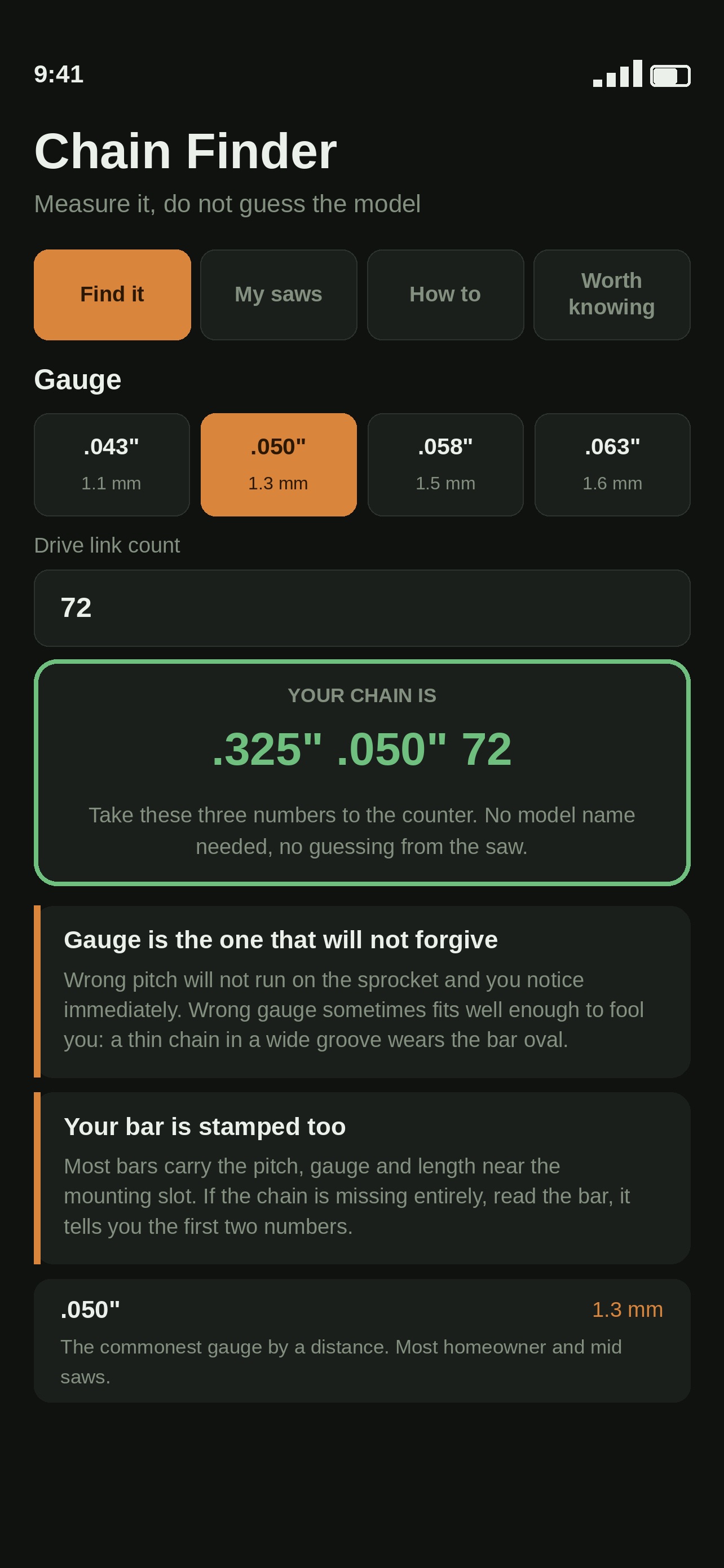 Screenshot 8 of Chainsaw Chain Finder