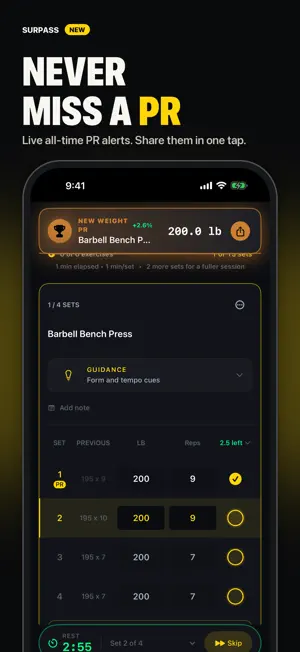 Surpass: Gym Workout Tracker screenshot 2