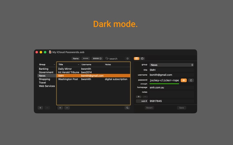 SamuraiSafe Password Manager. screenshot