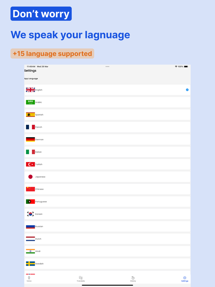 Translation voice and text