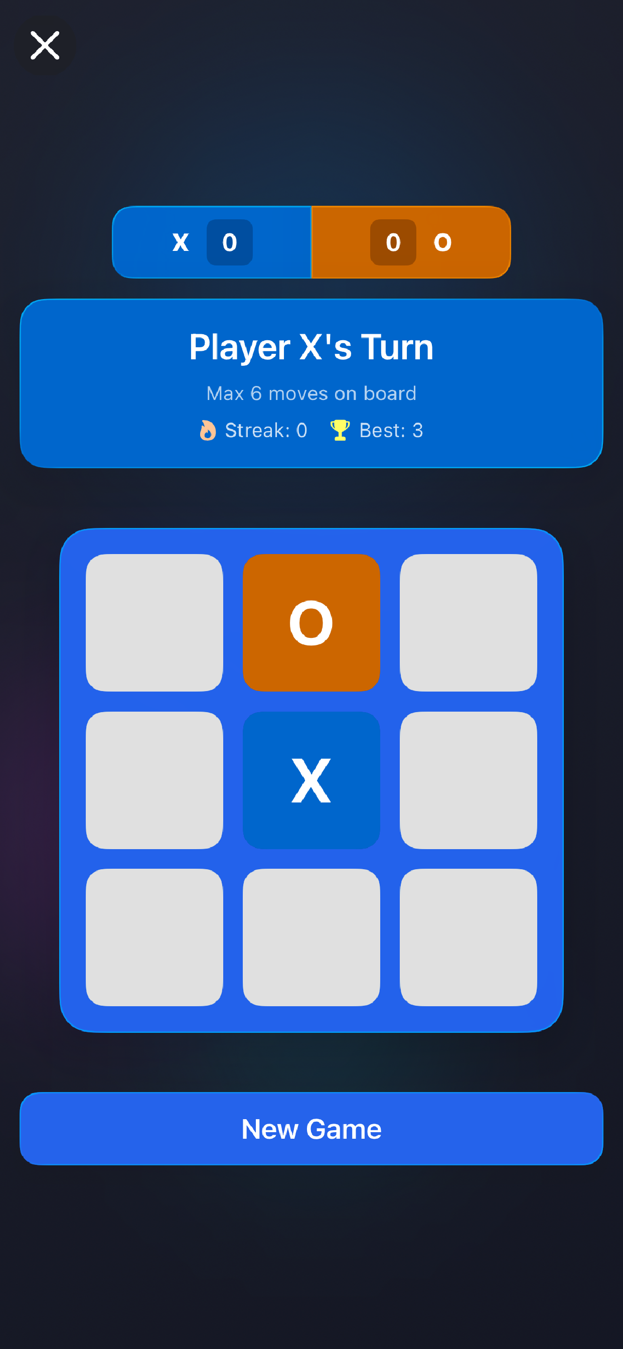 Infinite Tic Tac Toe Game