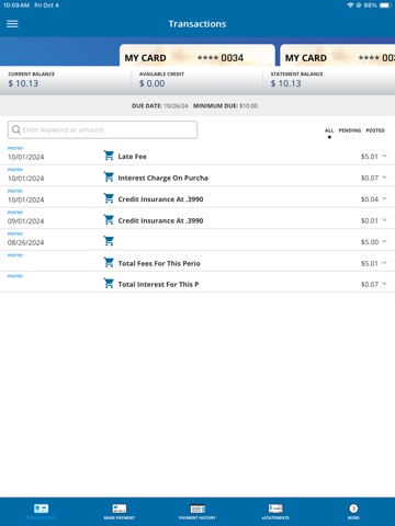 APFCU Card Control iPad screenshot