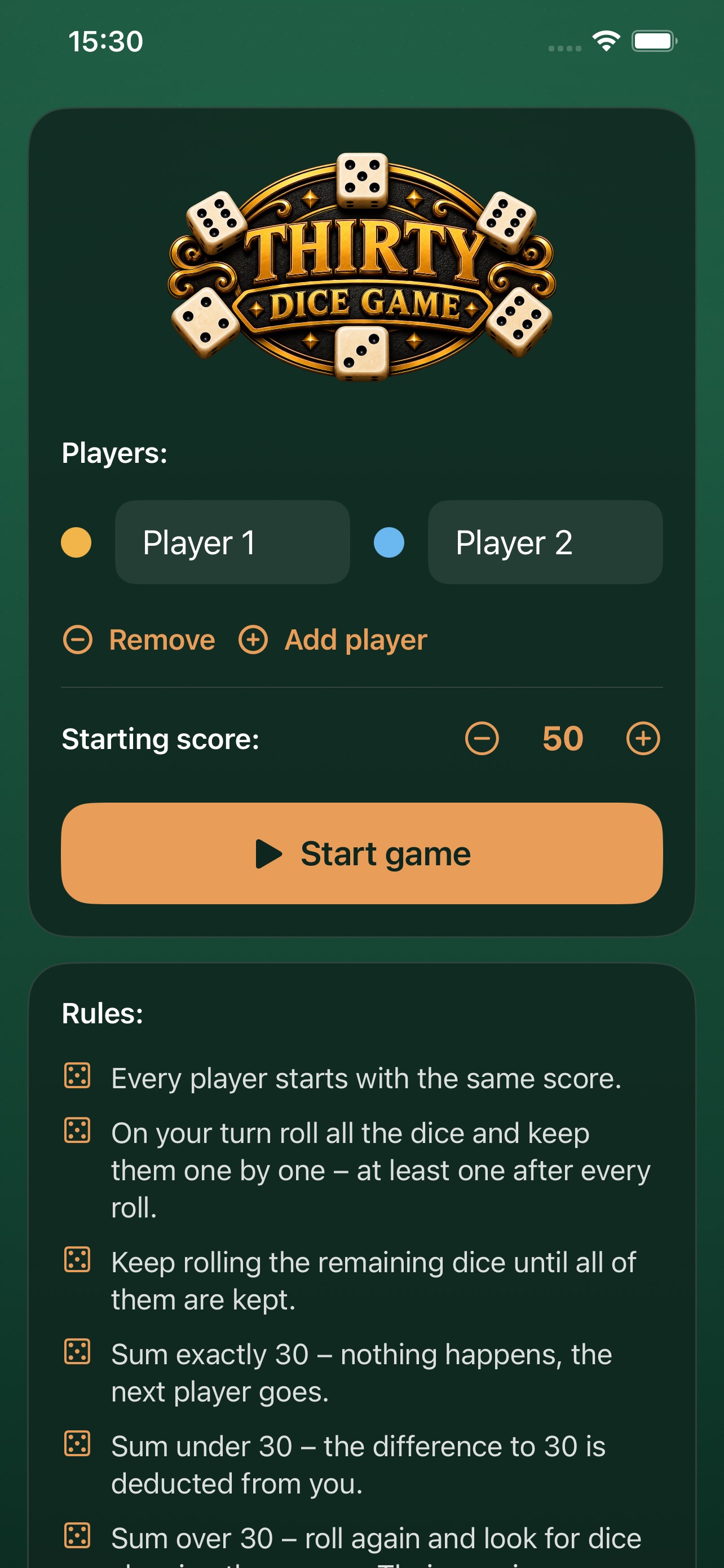 Screenshot 1 of Thirty - Dice Game
