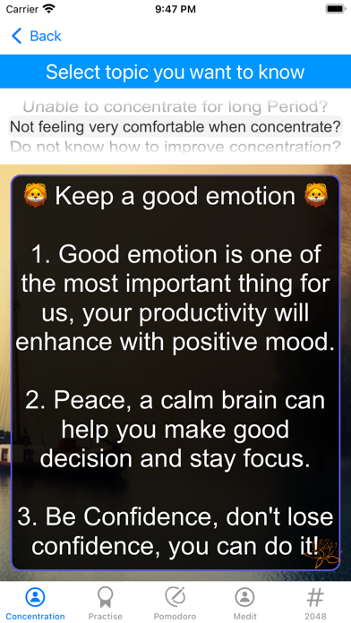 Psychology: concentration Screenshot