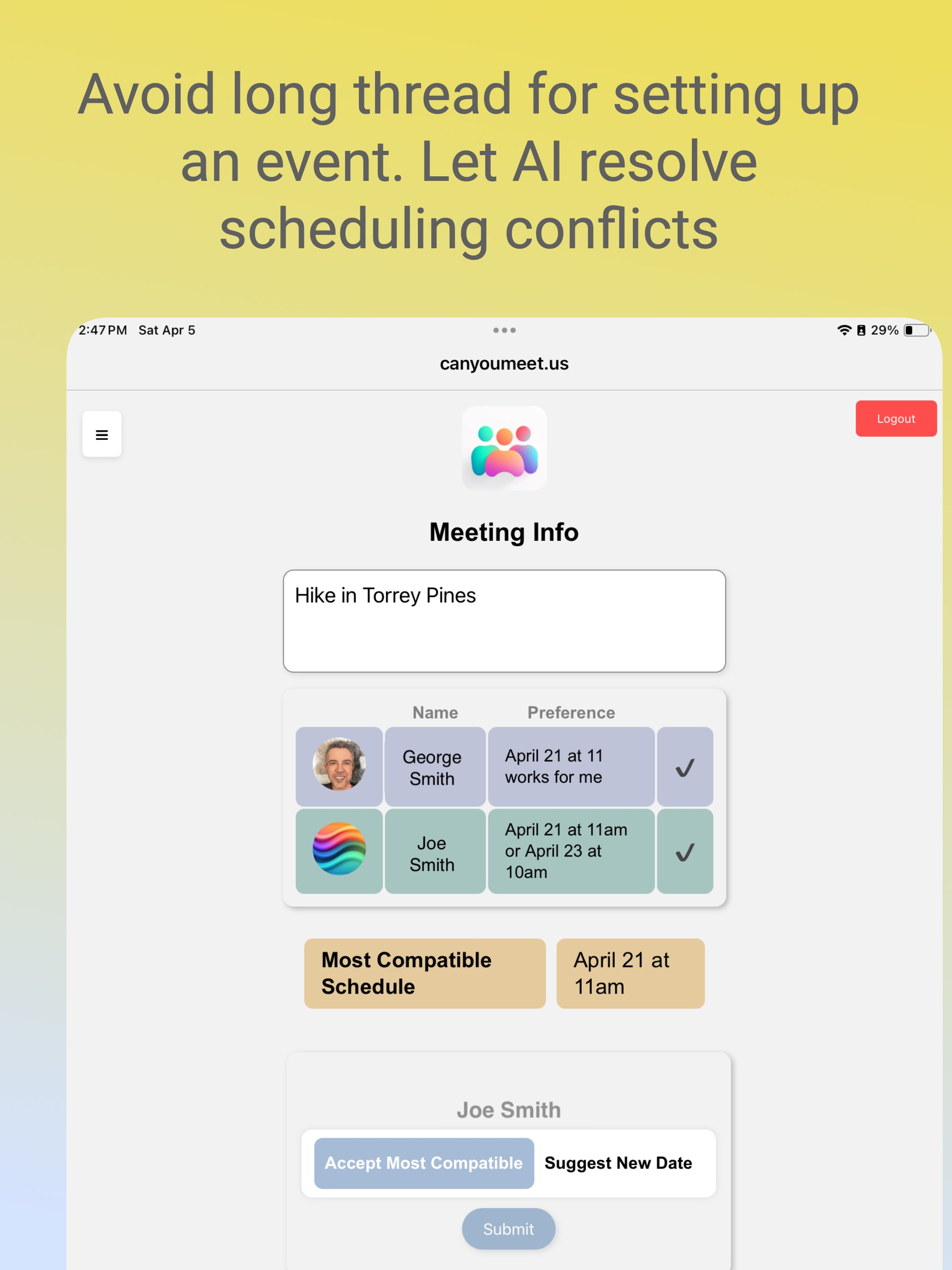 CanYouMeetUs: Event Creation