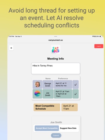 CanYouMeetUs: Event Creation iPad screenshot