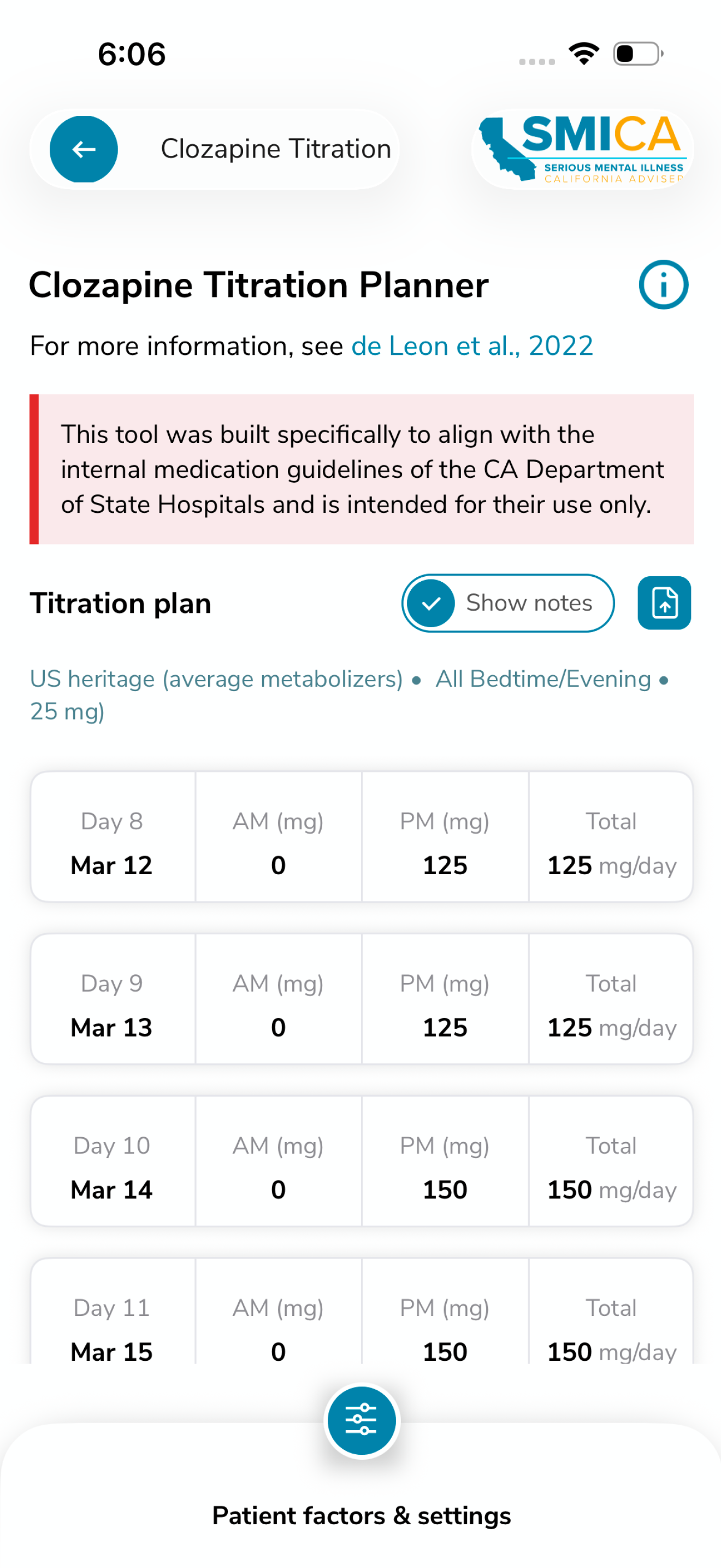 SMI CalAdviser screenshot 7
