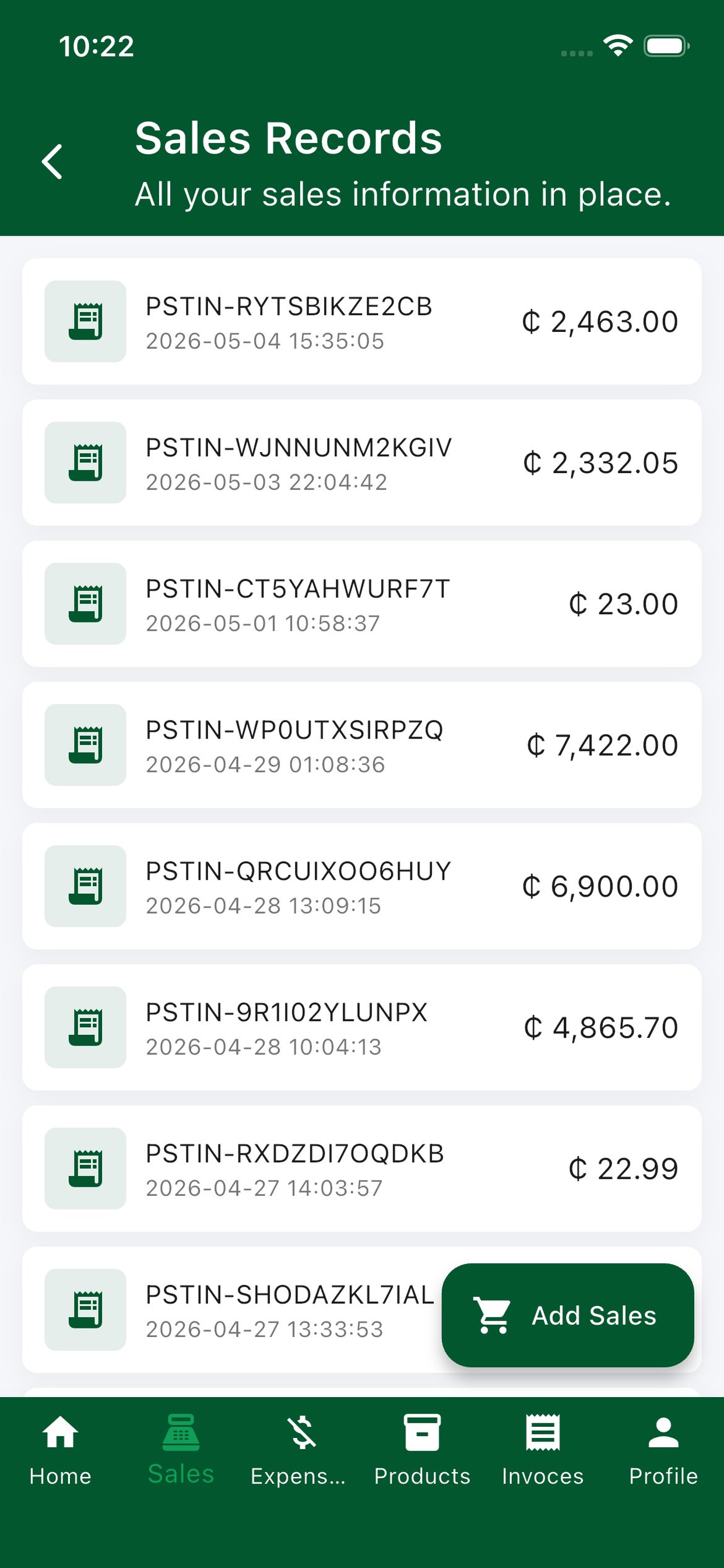 Pister Invoice