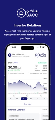 SACO Investors Relations screenshot