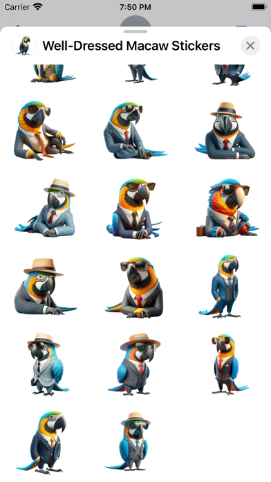 Screenshot #3 pour Well-Dressed Macaw Stickers