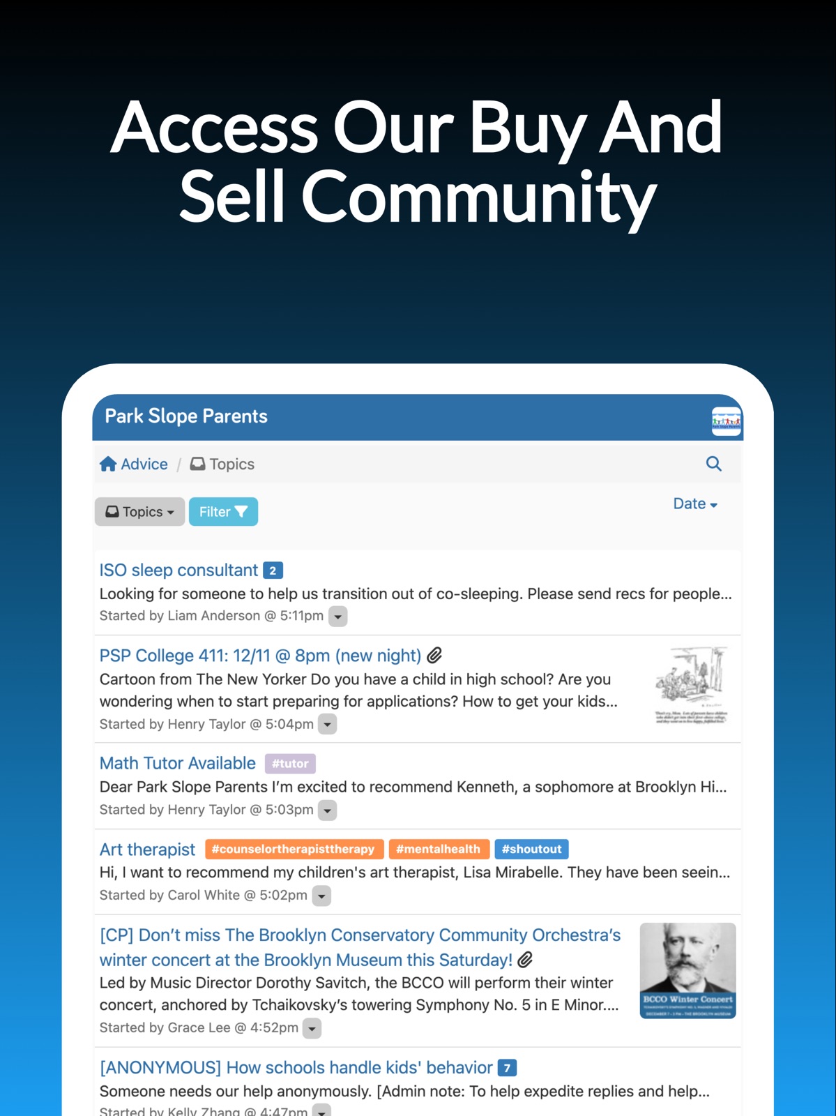 Park Slope Parents Groups App ipad screenshot 1