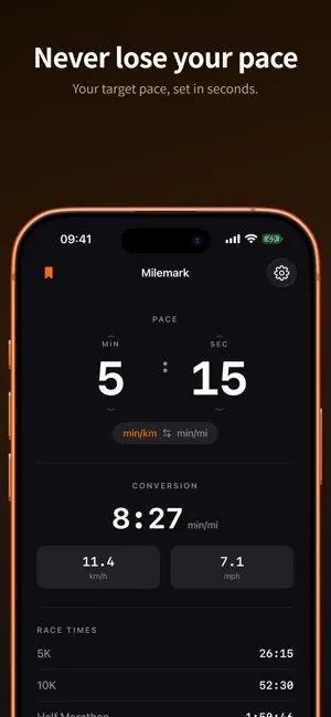 Pace Calculator - Milemark screenshot 1
