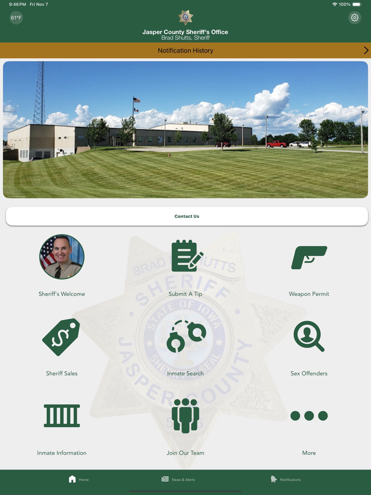 Jasper County Sheriff IA ipad screenshot 1