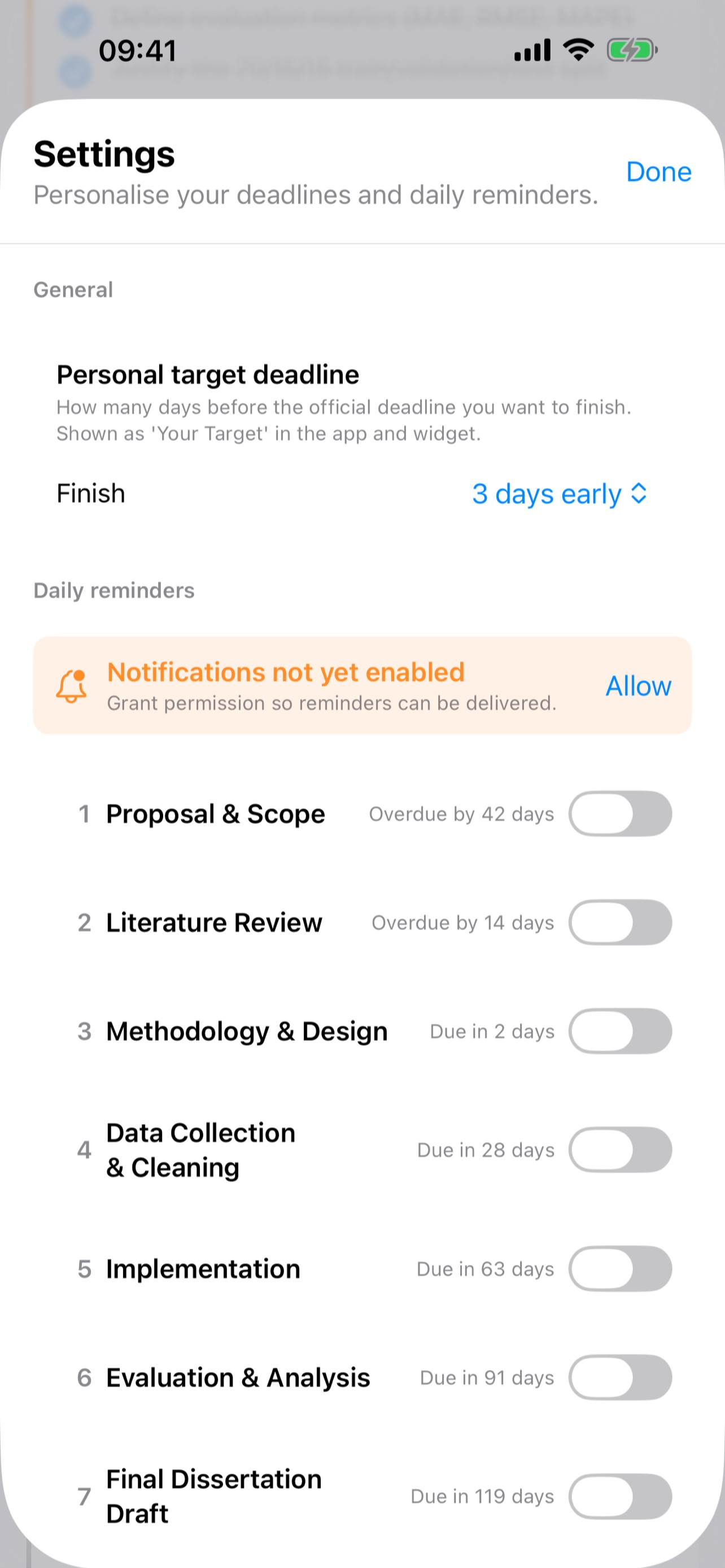 Screenshot 4 of Project Tracker: Uni & Thesis