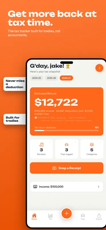 TradieTax: Deduction Tracker screenshot 1 of 6