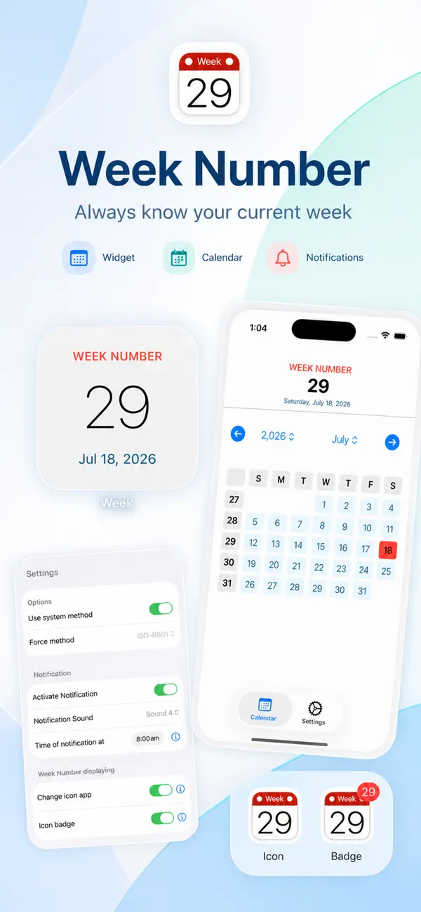 Screenshot #1 pour Week – Numéro de semaine