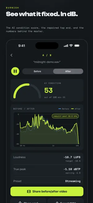 Burnish: AI Audio Mastering screenshot 1