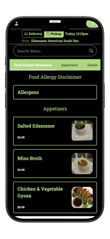 Edamame American Sushi Bar App screenshot