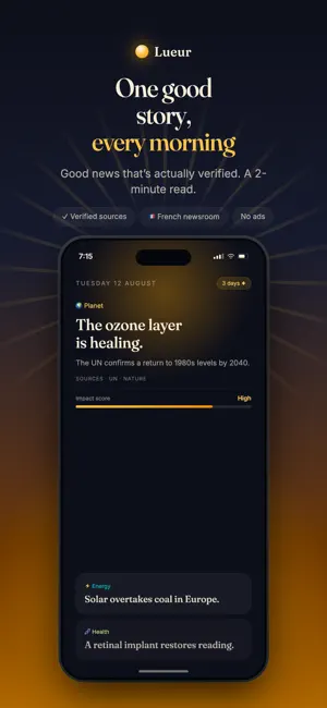 Lueur: Daily Good News & Calm screenshot 1