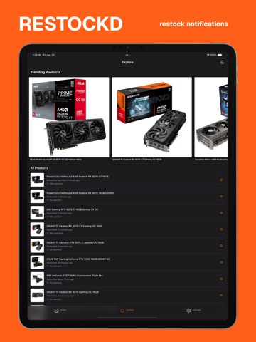 Restockd iPad screenshot