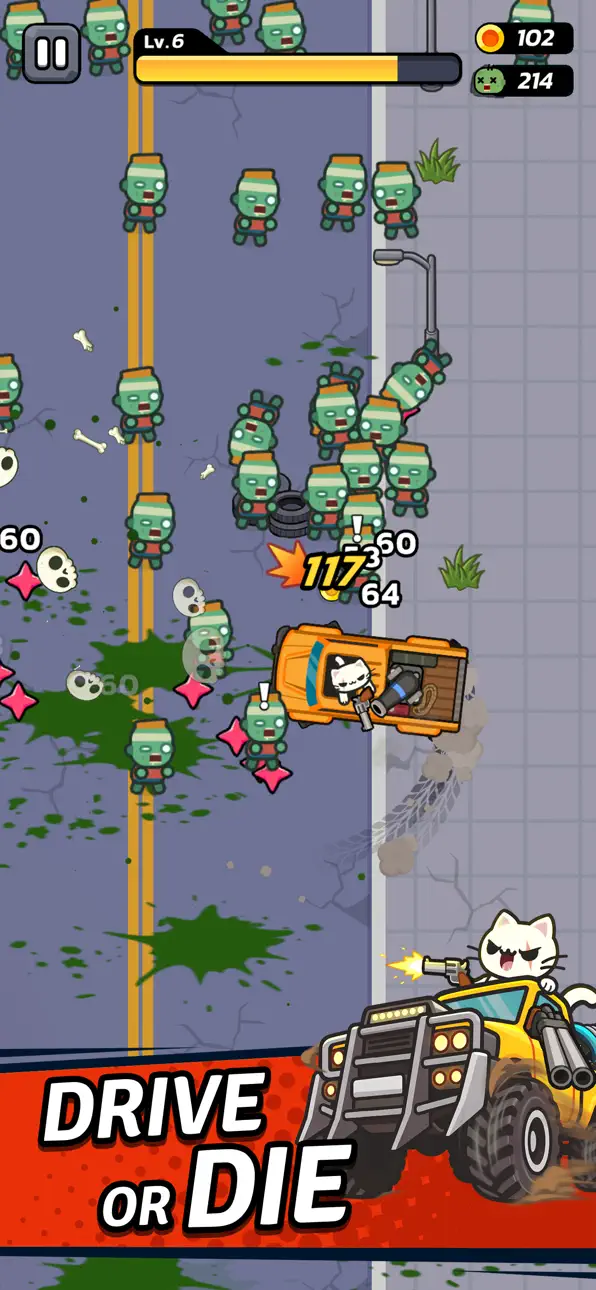 Crash Cat : Zombie Survivor iOS Mod IPA screenshot 2 - iOS game interface
