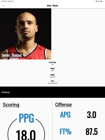 BT Basketball Stats iPad screenshot