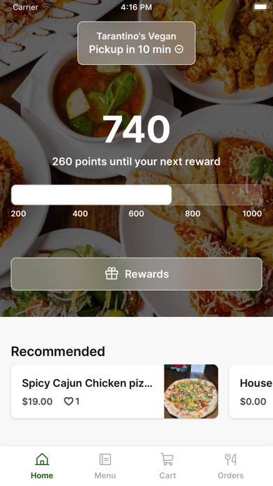 Tarantino's Vegan iPhone screenshot 1 - Food & Drink app