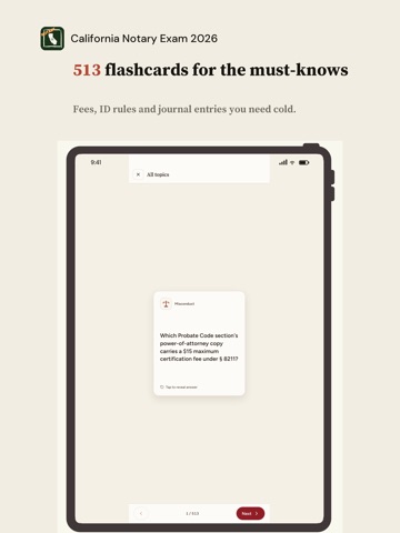 California Notary Exam 2026 iPad screenshot