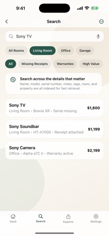 Home Inventory Vault iPhone screenshot