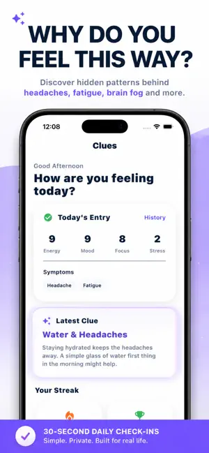 Clues: Symptom & Mood Tracker screenshot 1