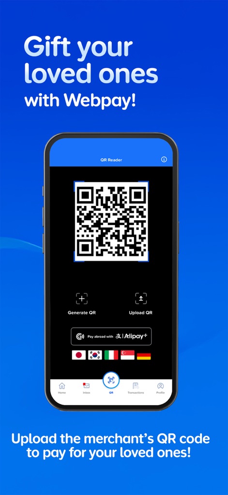 GCash - The app features a versatile "QR Reader" that facilitates "Webpay" gifting, enabling users to scan merchant QR codes to pay for loved ones' online transactions.