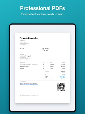 PaidUp Invoices iPad screenshot
