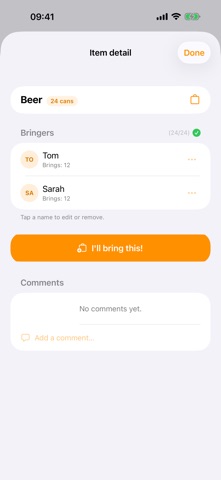 Bringlist screenshot
