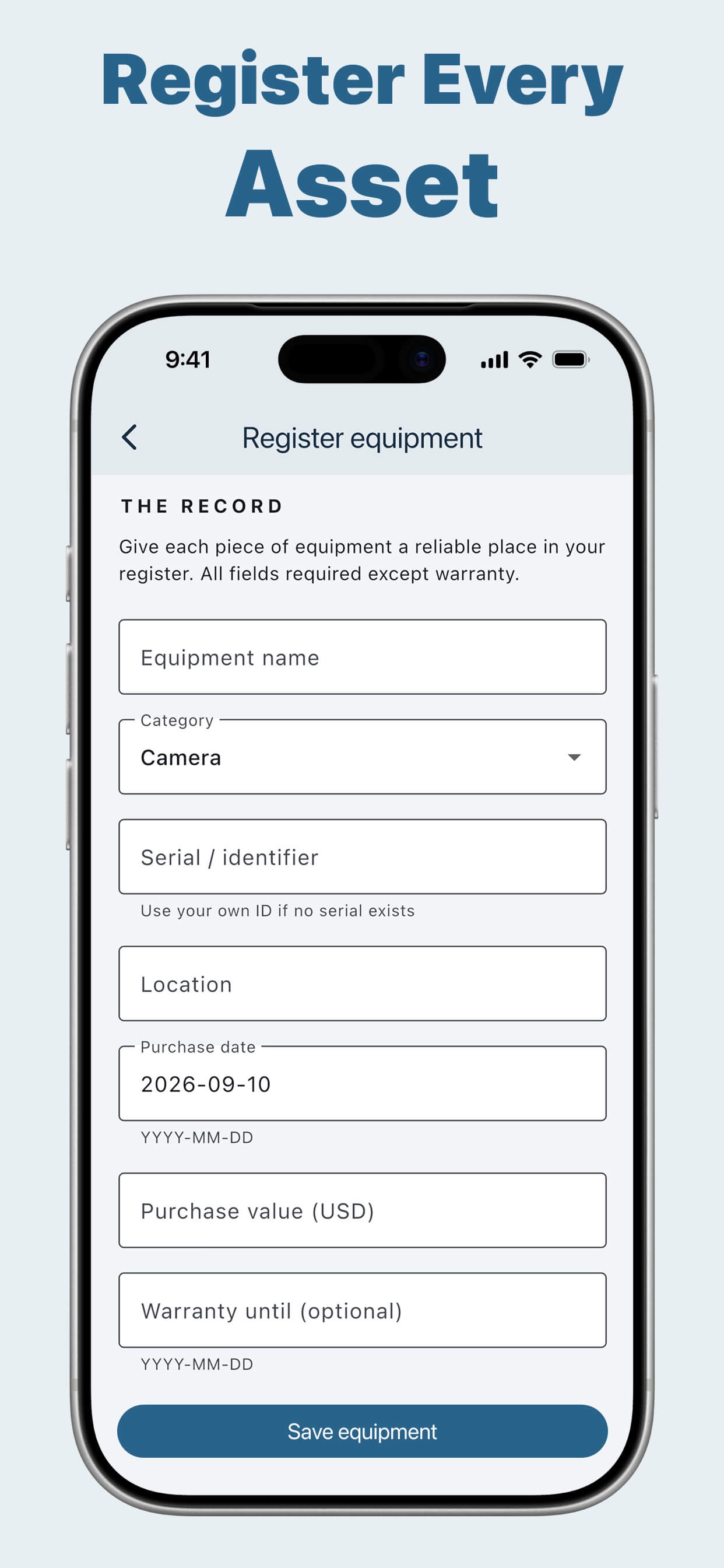 Screenshot 2 of Dervan — Equipment Inventory