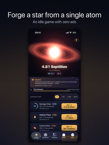 Supernova: Idle Star Forge iPad screenshot