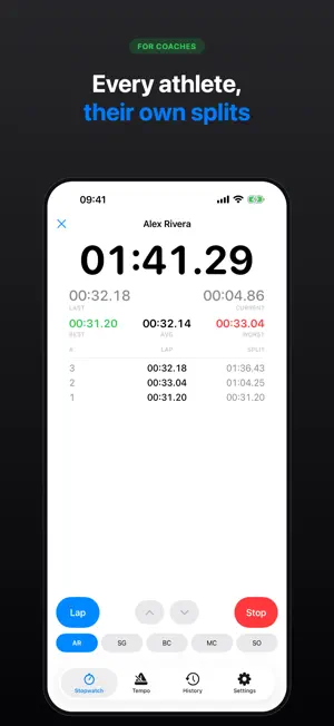 TapSplit – Coach Stopwatch screenshot 3