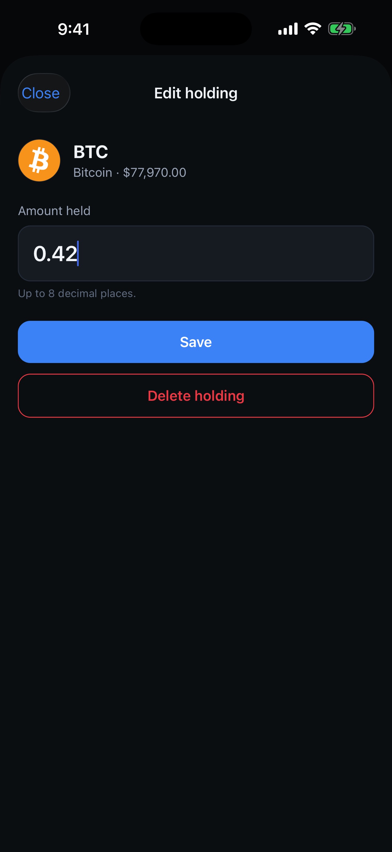 Screenshot 2 of Holdtotal: Crypto Portfolio