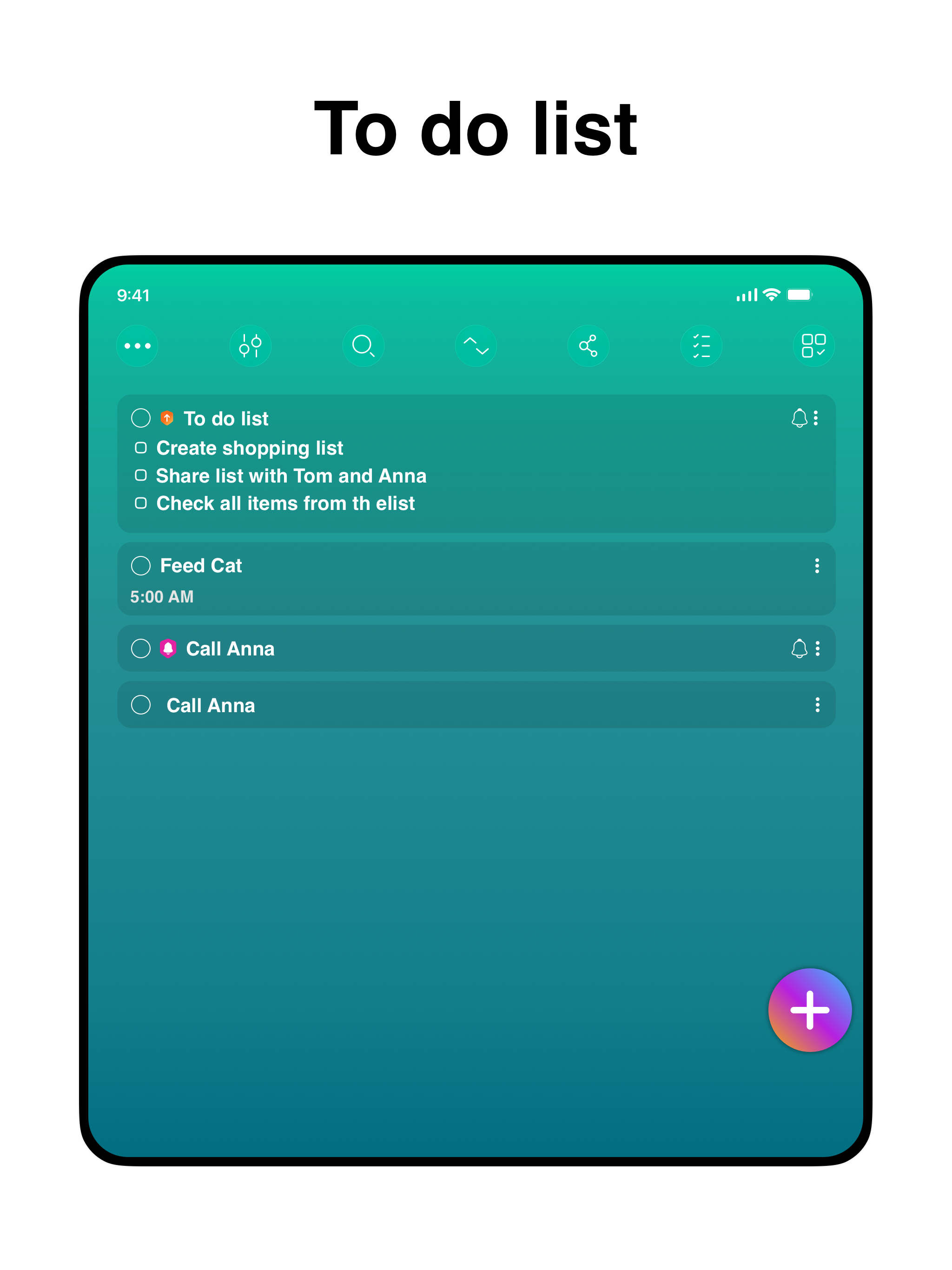 To do: Shopping list