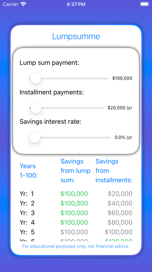 Lump Sum or Compare Calculator (iOS) By: Prexolve LLC Lump Sum or Compare Calculator (iOS) By: Prexolve LLC
