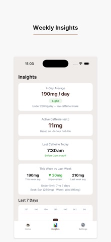 Caffeine Tracker - Intake Log screenshot