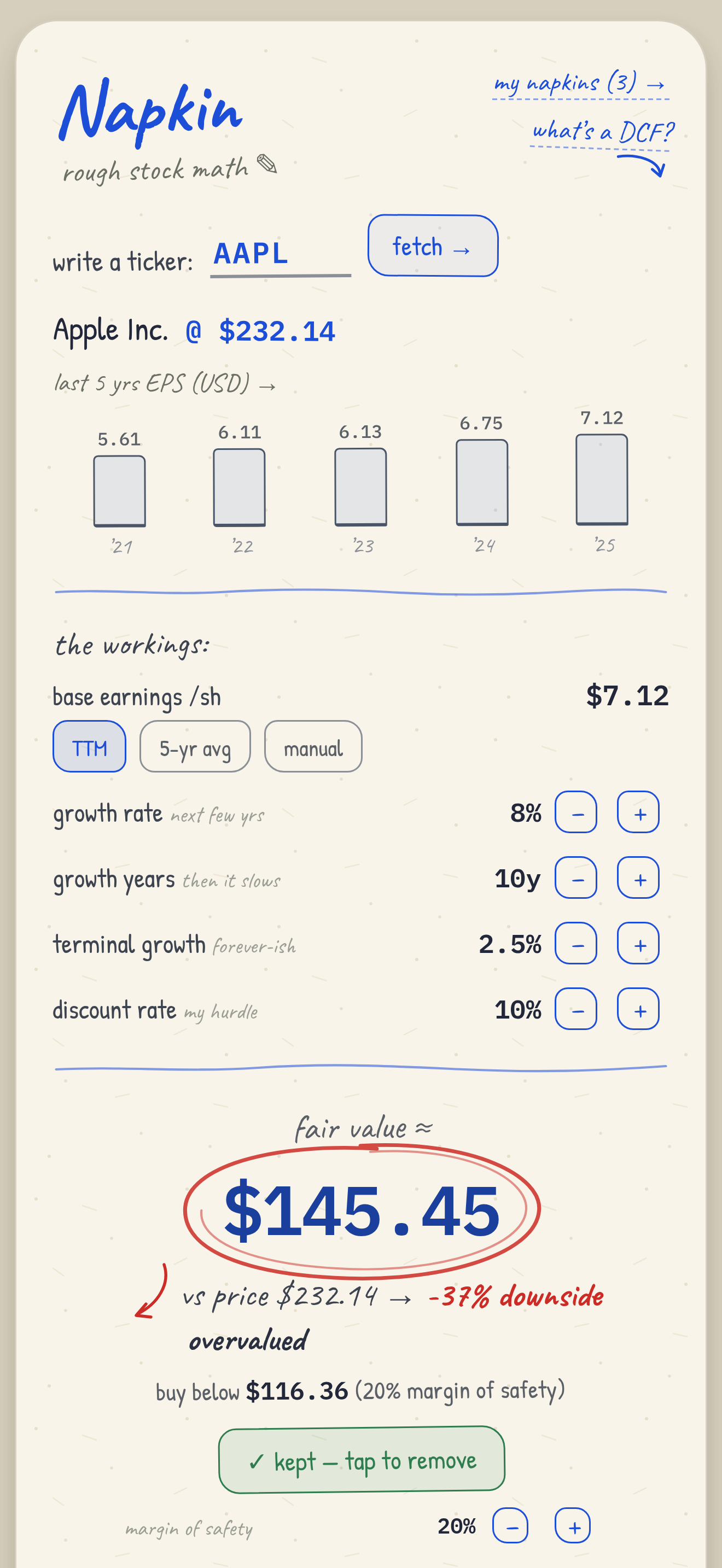 Napkin: Stock Analysis