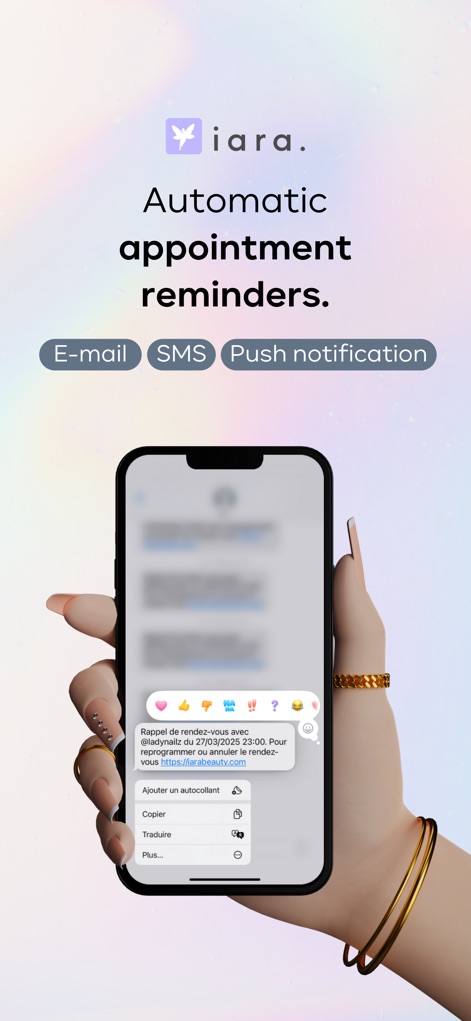 iara. - O aplicativo envia lembretes automáticos de compromissos via SMS, permitindo aos usuários reprogramar ou cancelar diretamente da mensagem.