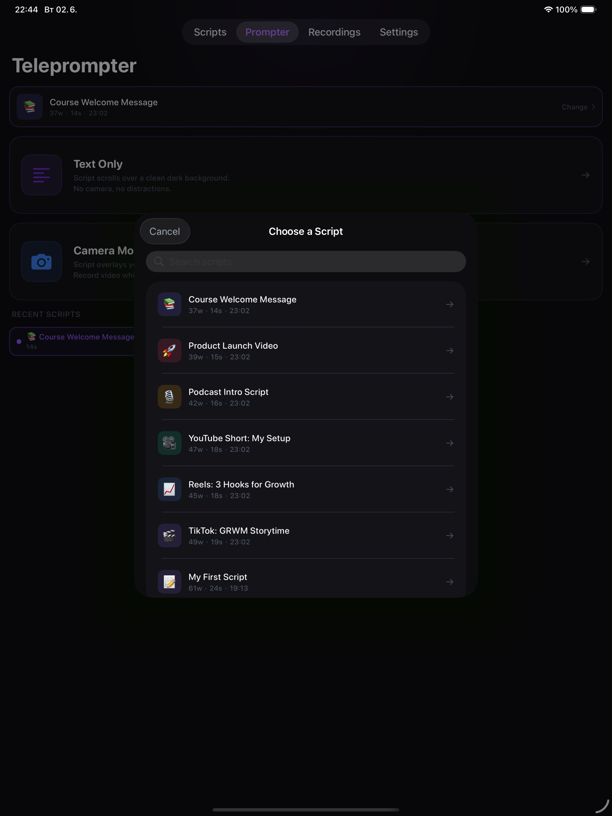 PromptCam: Script & Record
