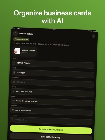 CB Business Card Organizer iPad screenshot