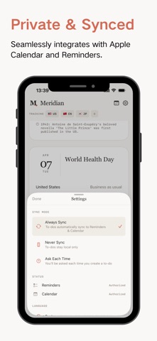 Meridian - daily handbook iPhone screenshot