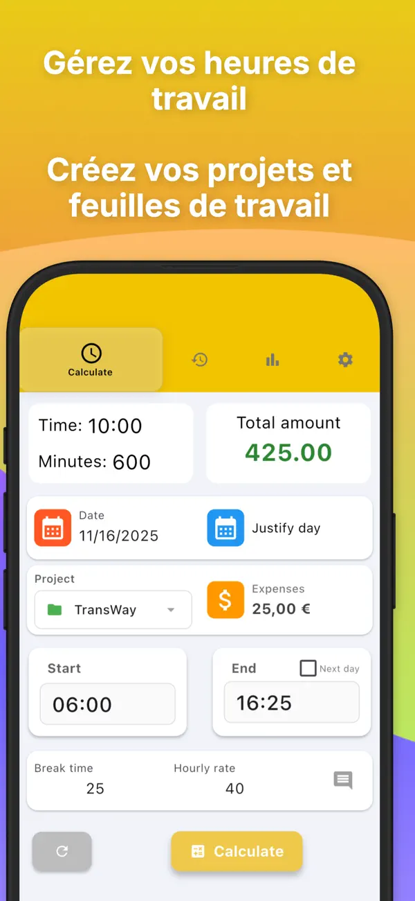 Screenshot #1 pour Heures travaillées