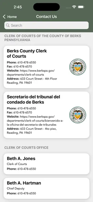 Berks Clerk of Court screenshot 2