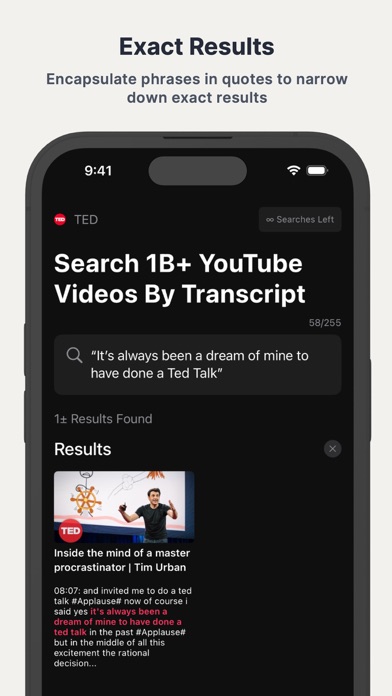 Invenio: Search By Transcript Screenshot